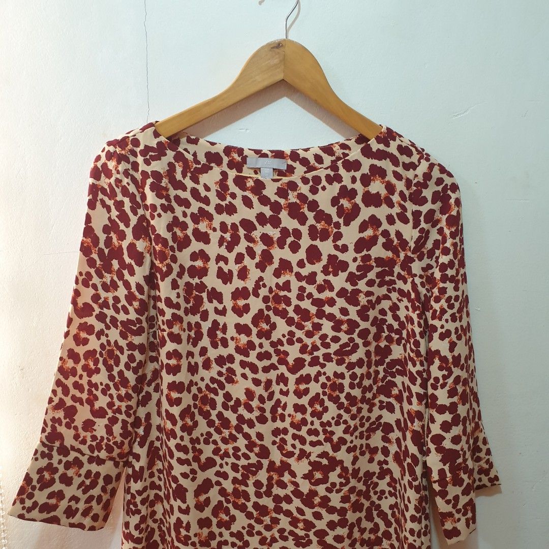 H and m red leopard print dress top