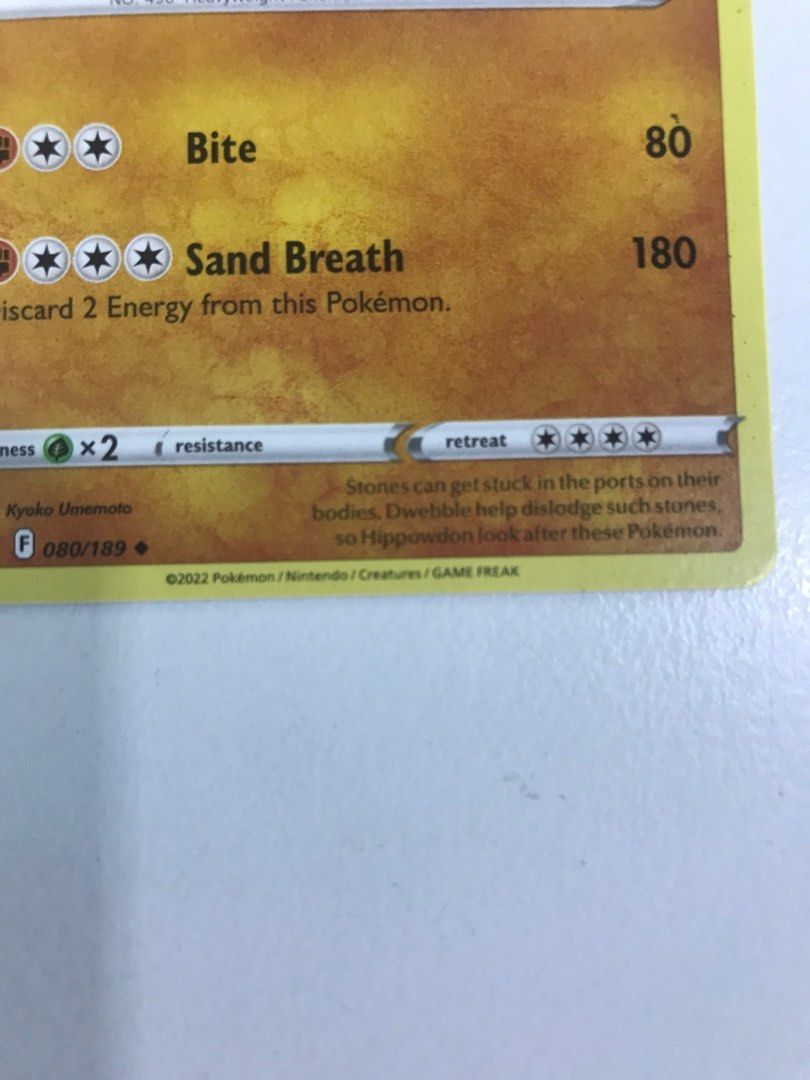 Hippowdon Pokemon Card 080/189 2022 Nintendo Creatures Game freak, Hobbies & Toys, Toys & Games on Carousell Hippowdon Pokemon Card 080/189 2022 Nintendo Creatures Game freak, Hobbies & Toys, Toys & Games on Carousell