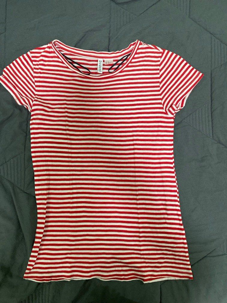 Red and white striped shirt h&m best sale