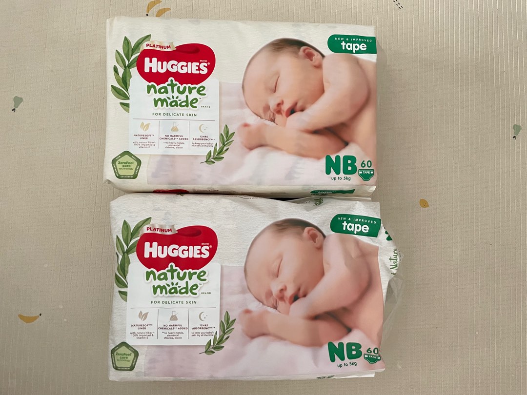 Huggies Diapers Naturemade Newborn (NB), Babies & Kids, Bathing