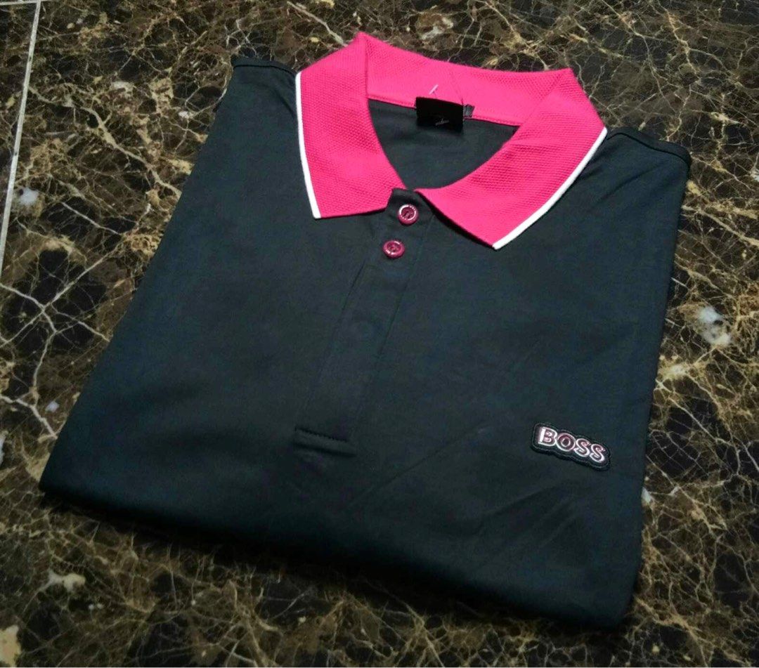 HUGO BOSS BLACK PINK STRIPES POLO TSHIRT SAIZ XL Men s Fashion