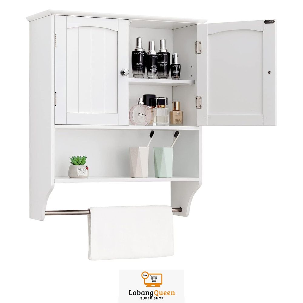 White medicine cabinet with towel bar hotsell