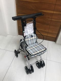 Kowa Seisakusho Tacaof® Adult Rolling Push Walker Chair Checkered Light Blue, White & Black from Japan