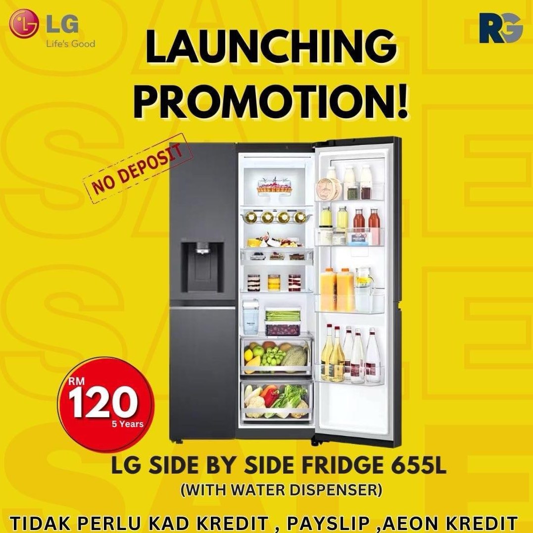 LG side by side fridge 655L (with water dispenser), TV & Home
