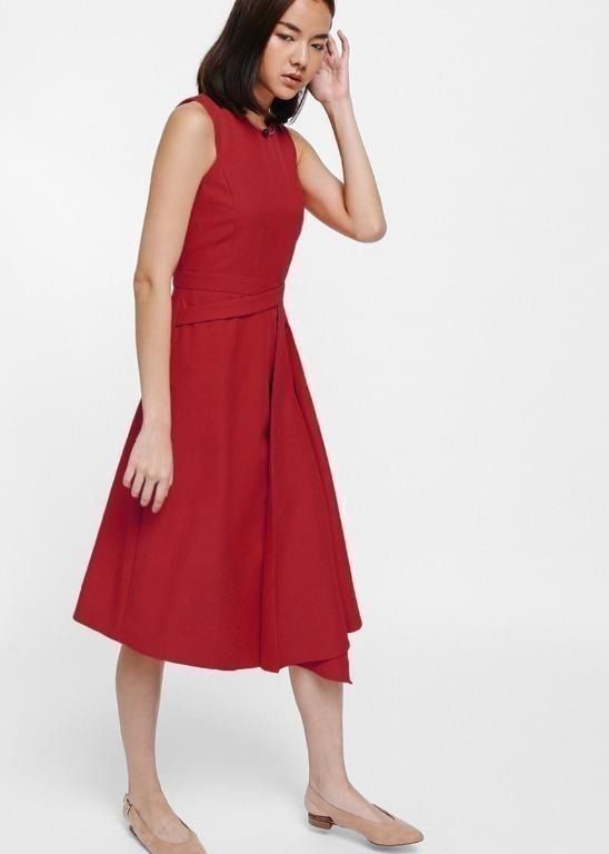 Red midi hot sale skater dress