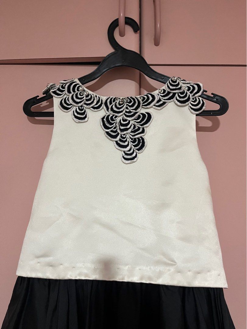 LULLA COUTURE Black and White Taffeta Dress Babies Kids Babies Kids Fashion on Carousell