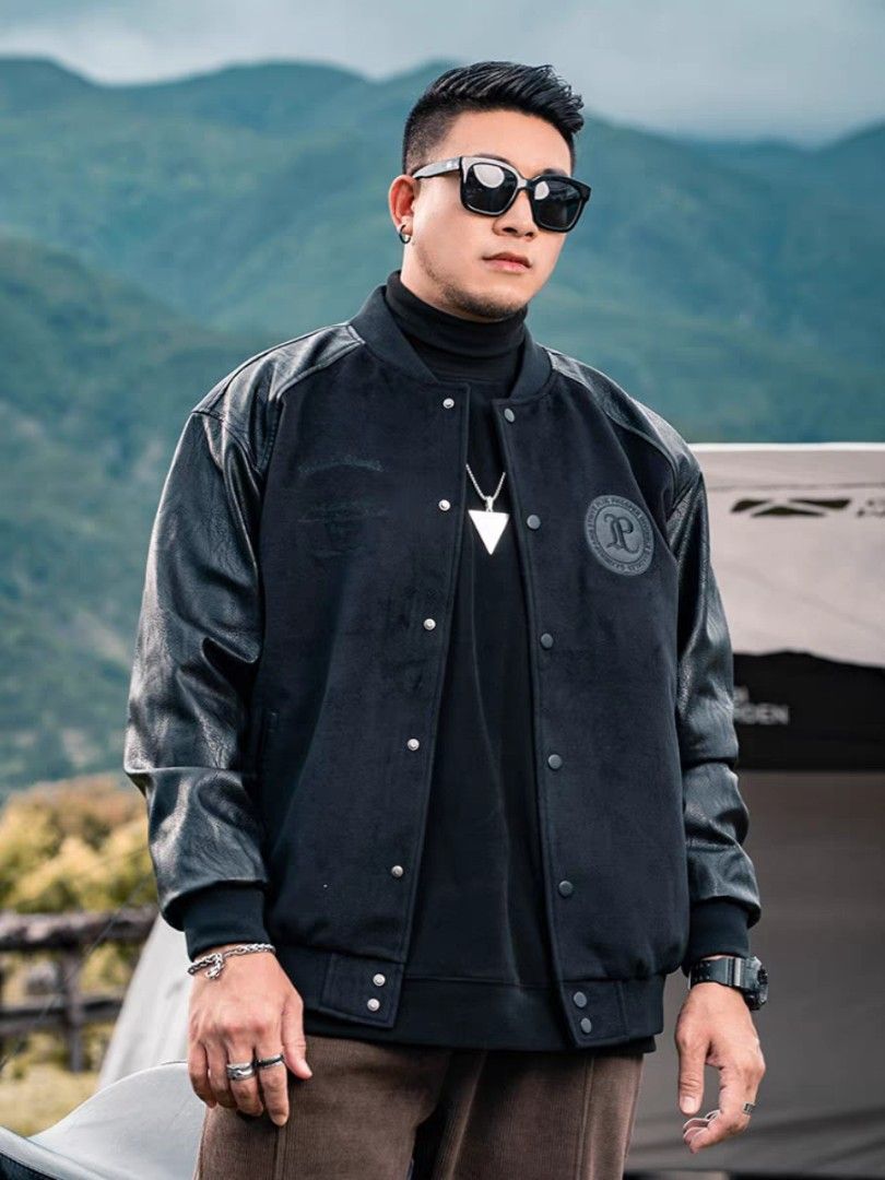 Men plus size Black Bomber Jacket pu leather windbreaker size 2XL 8XL Men s Fashion Activewear on Carousell