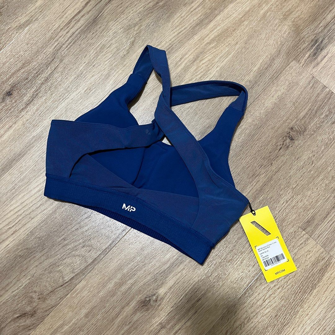 Power Cross Back Sports Bra, Dark Blue