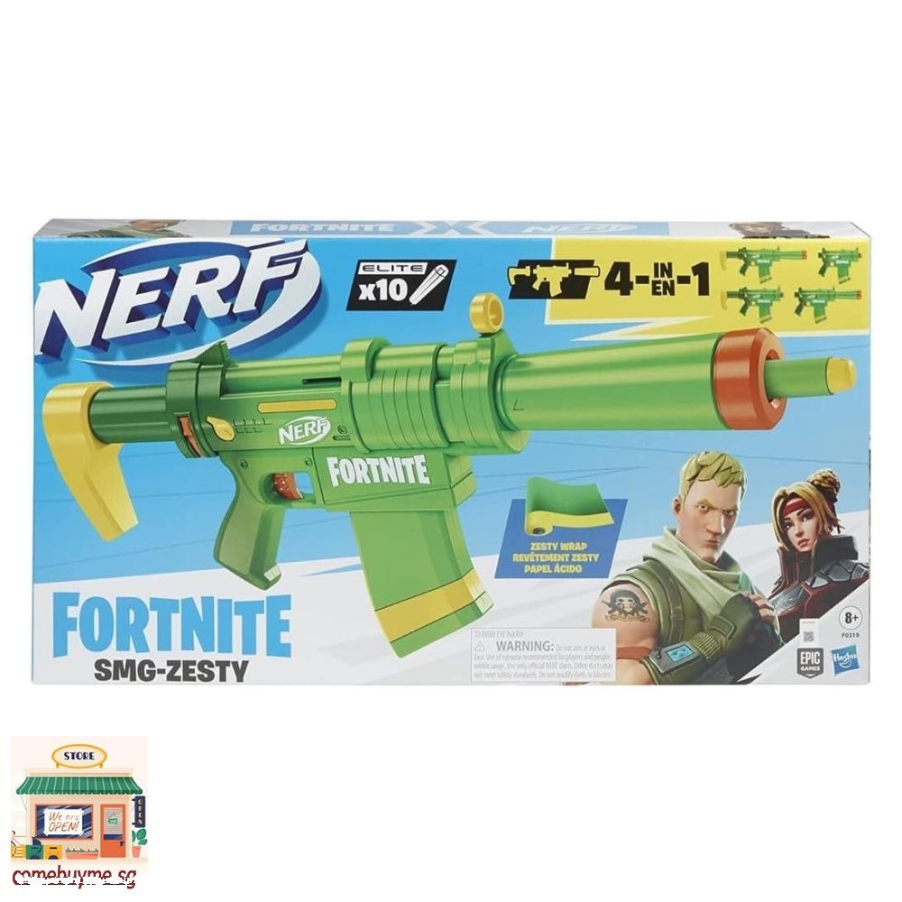 NERF Fortnite B-AR Motorized Dart Blaster - Fortnite Converge Wrap,  Motorized 10-Dart Blasting, 10-Dart Clip, 10 Official Elite Darts