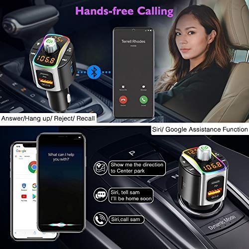 🔥New Arrival🔥 SONRU Bluetooth 5.0 FM Transmitter, Car Radio Adapter  Hands-free Car Kit with PD 18W & QC3.0 USB Car Charger, Support Voice  Assistant/U Disk/TF Card, LED Display, 7 Color Backlight 3201