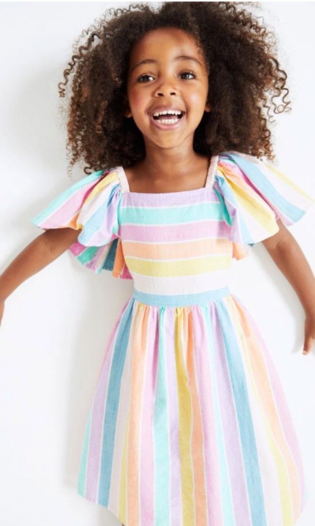 NEXT Pastel Rainbow Angel Sleeve Dress Babies Kids Babies