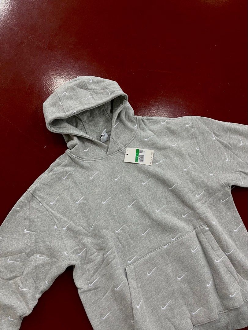 Nike all over best sale swoosh hoodie grey