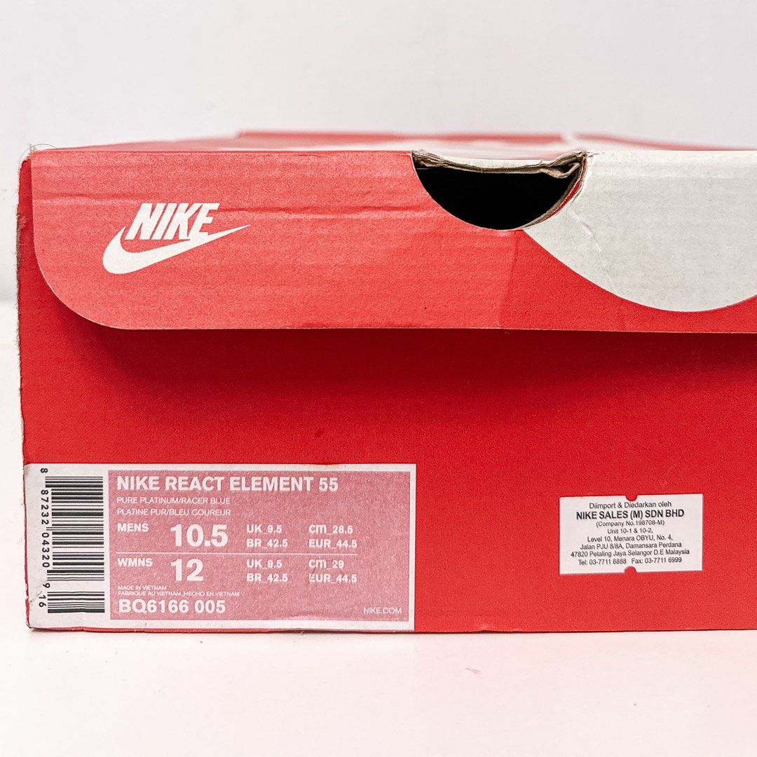 Nike react element 55 pure platinum store racer blue