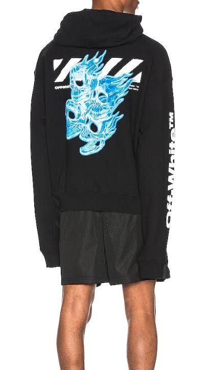 Off White Diagonal Skull Oversized Hoodie Original Fesyen Pria