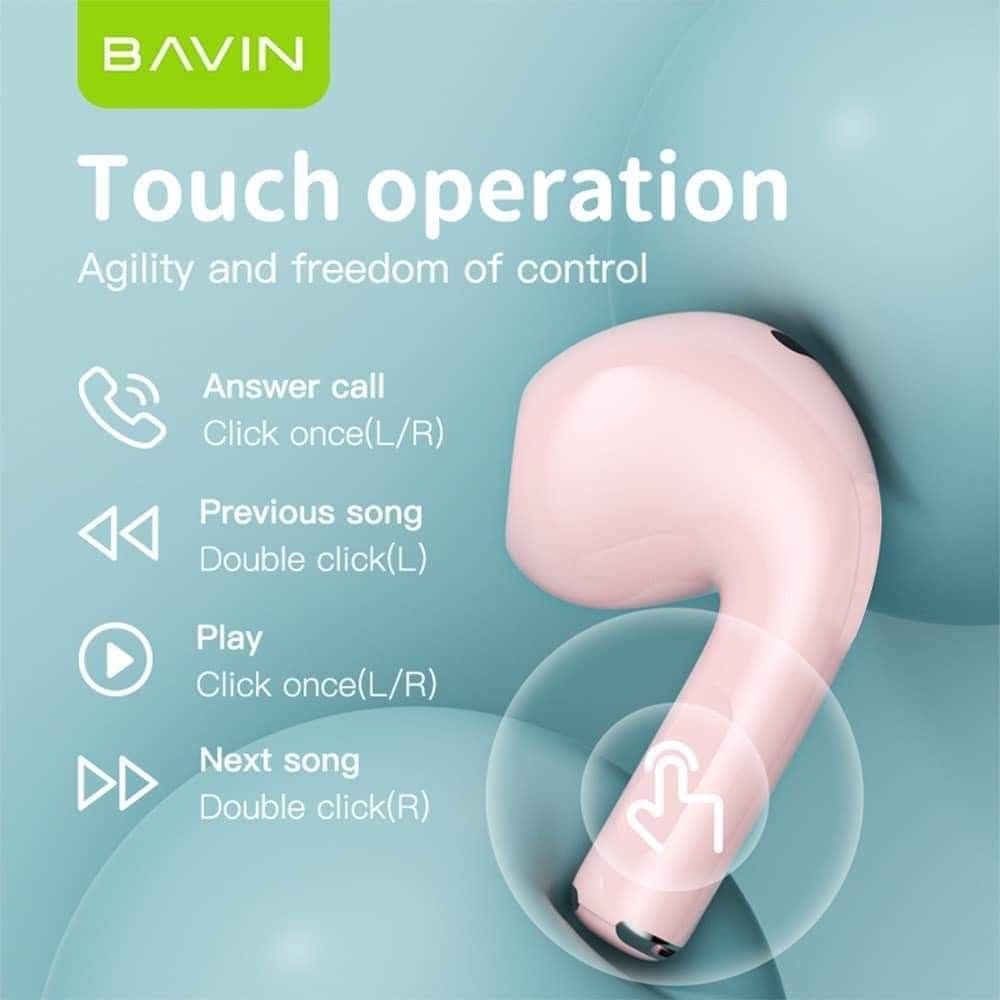 Original BAVIN TWS (Category: Earphones) located in Mandaluyong City. Submitted by shopmla (Listing ID 1269849962, Image 3). Description: Original BAVIN TWS Php 670. *Bluetooth Wireless *Earphone HiFi Stereo *Sound Earbuds Touch Control 5.0 （Noise Cancellation ） *Stereo Sound High Sound *Born for Music High Voice Sf applies Gcash Bpi family COD Lalamove pabili.