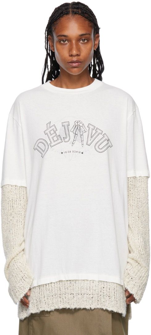 2024人気特価 Our 男裝 48, Print Vu Deja White Longsleeve Tee Mix Legacy トップス