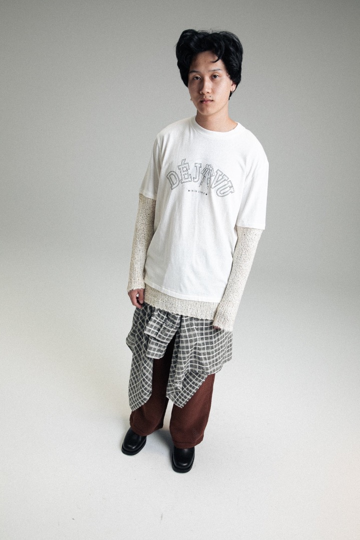 Our Legacy Mix Tee Longsleeve White Deja Vu Print 48, 男裝