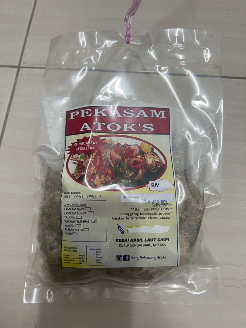 Pekasam atok’s (Category: Local Eats) located in Putrajaya. Submitted by rossieffendy.1 (Listing ID 1269878897, Image 1). Description: Jenis ikan -lampam jawa -lampam sungai -talapia -putih @ temperas -kawan -mata merah -puyu.