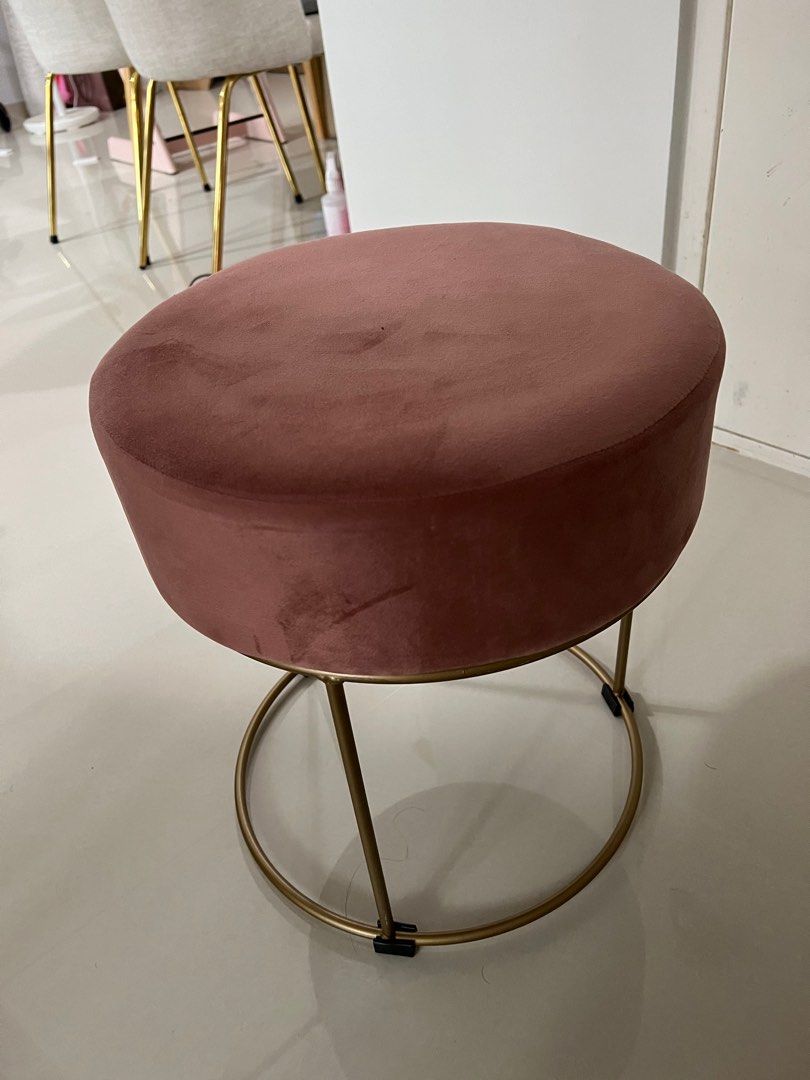 Pink cheap suede stool