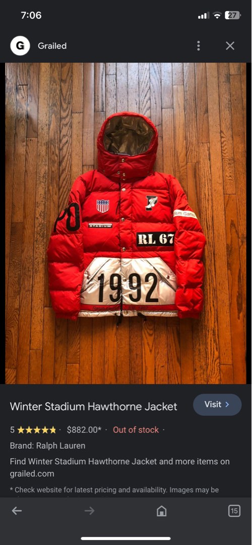 Polo Ralph Lauren Winter Staduim Collection Hawthorne Jacket