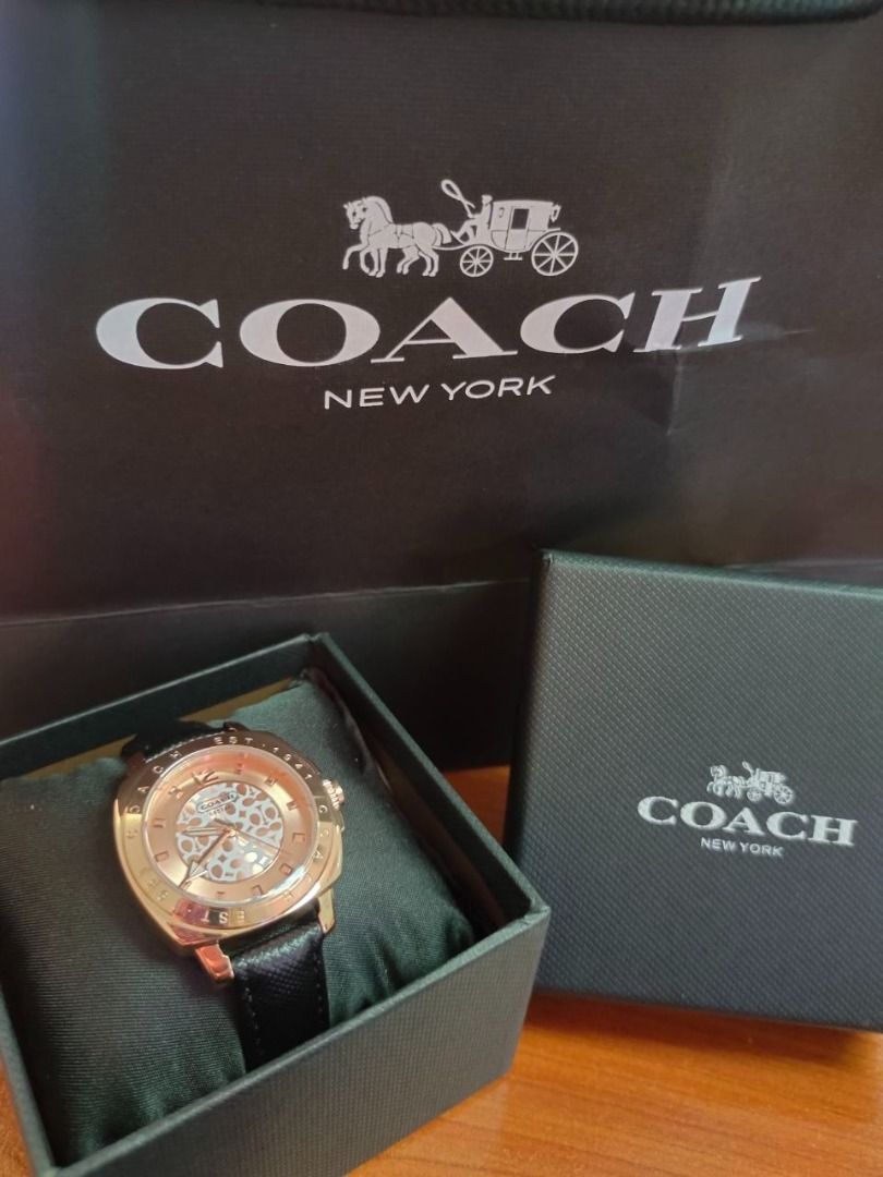 PROMO 14503188 Coach Delancey Leather Dial Rose Gold tone Ladies Watch Jam Tangan Wanita