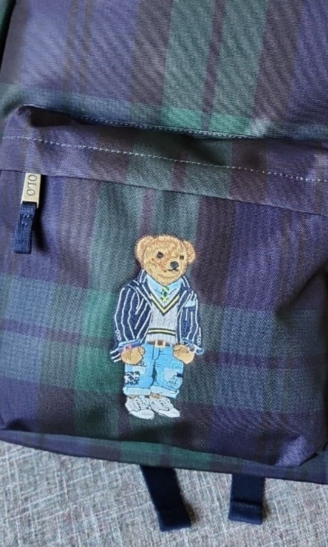 Polo bear tartan backpack outlet