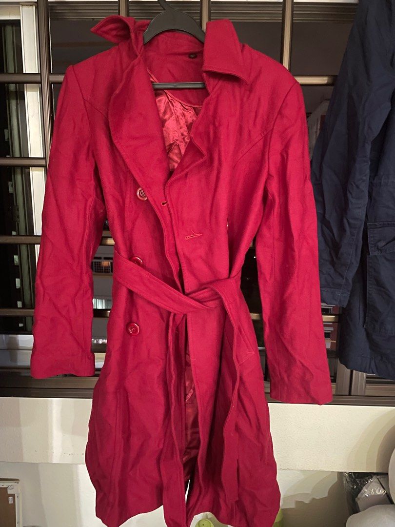 Red coat Women s Fashion Coats Jackets and Outerwear on Carousell