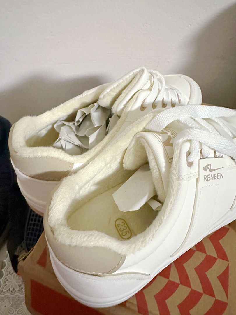 Renben Furry Sneakers in Milk Tea Colour Size 37 23.5cm Women s