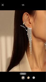 Rhinestone Tassel Decor Earrings