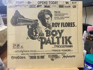 Roy Flores BOY PALTIK … Triggerman -  Tagalog Filipino Old Newspaper Clip Cut Outside OPM Filipino Cinema Movie House Poster Wall Print Decor Ad