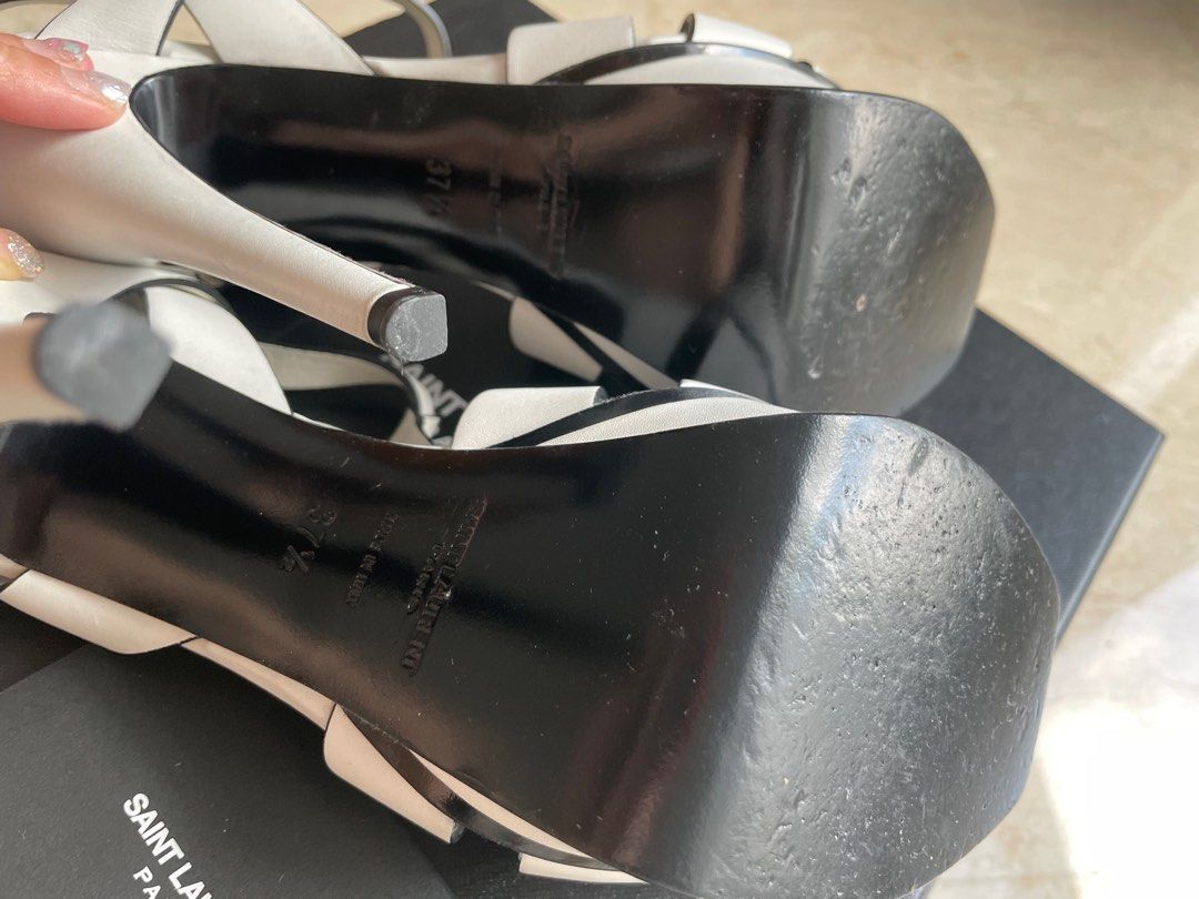 White ysl tribute heels sale