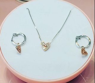 SALE! PANDORA FREEHAND HEART NECKLACE AND EARRING HOOP SET