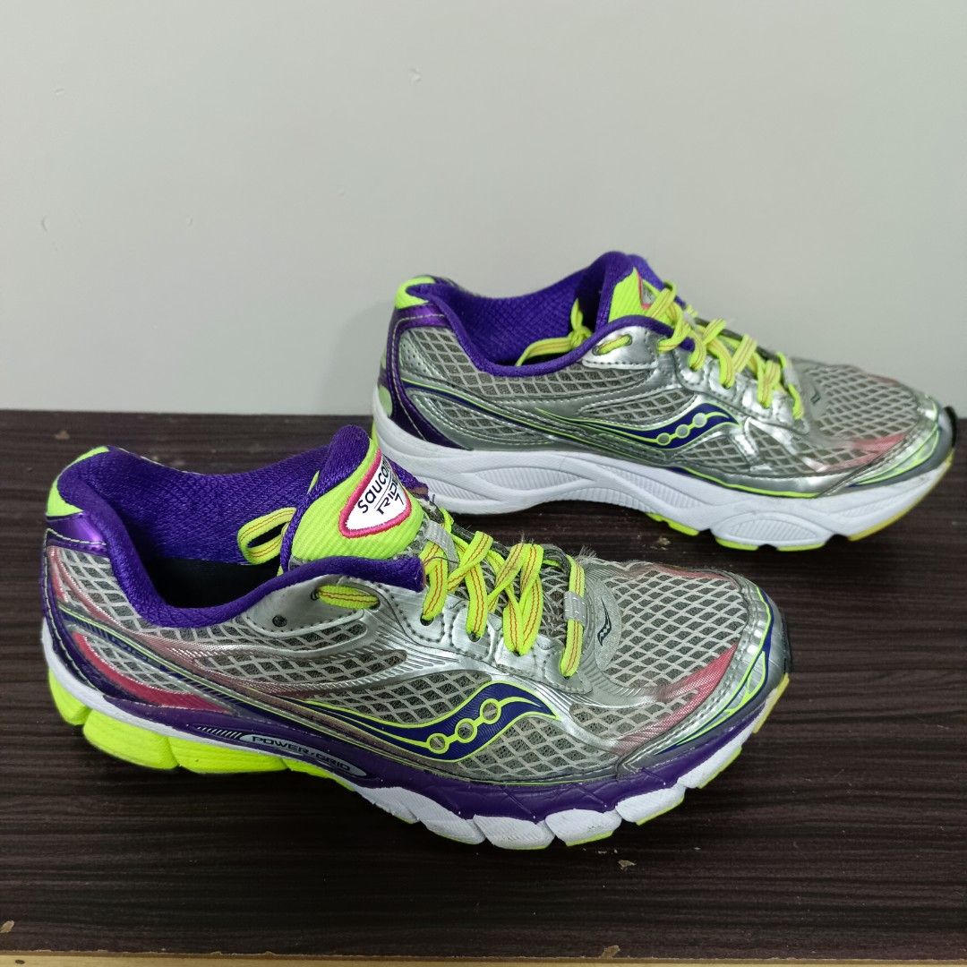 Saucony Womens Ride 7 Running Shoes Silver Purple Citron Size 7