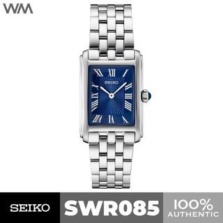 Seiko Essentials Tank Blue Dial Stainless Steel Quartz Women's Dress Watch SWR085 SWR085P1