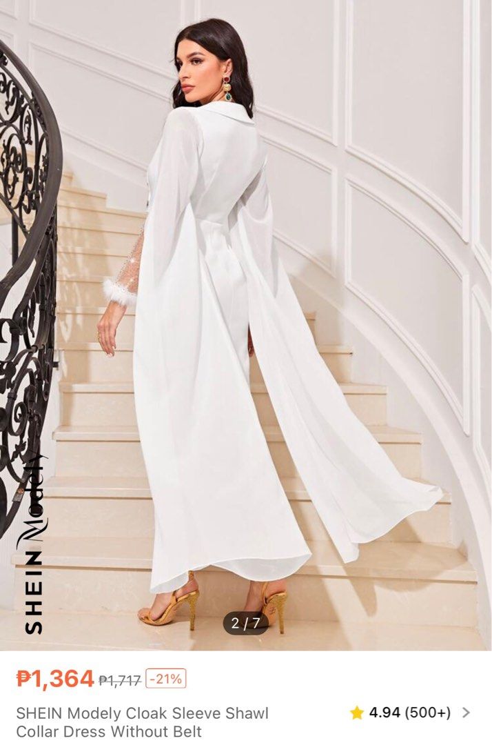 SHEIN Modely Plus Cloak Sleeve Mesh Formal Dress