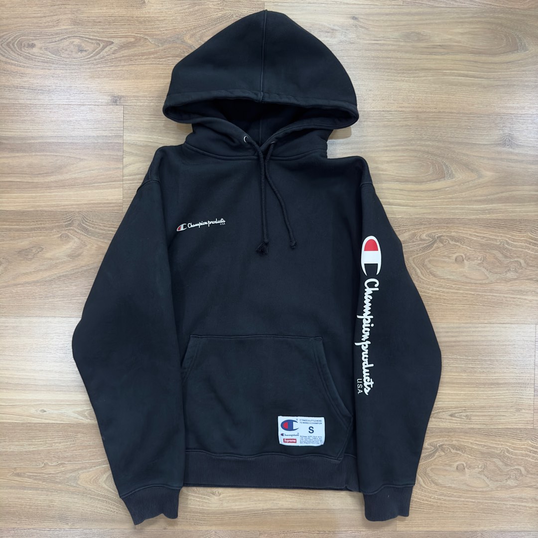 Supreme x deals champion hoodie black