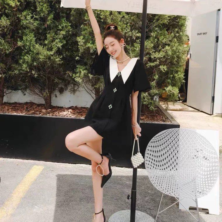 White collared new arrivals black dress