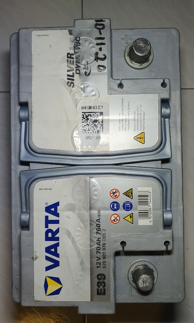 Varta 12V 70Ah 760A E39 LN3 Silver Dynamic AGM Battery, Car Accessories,  Electronics & Lights on Carousell