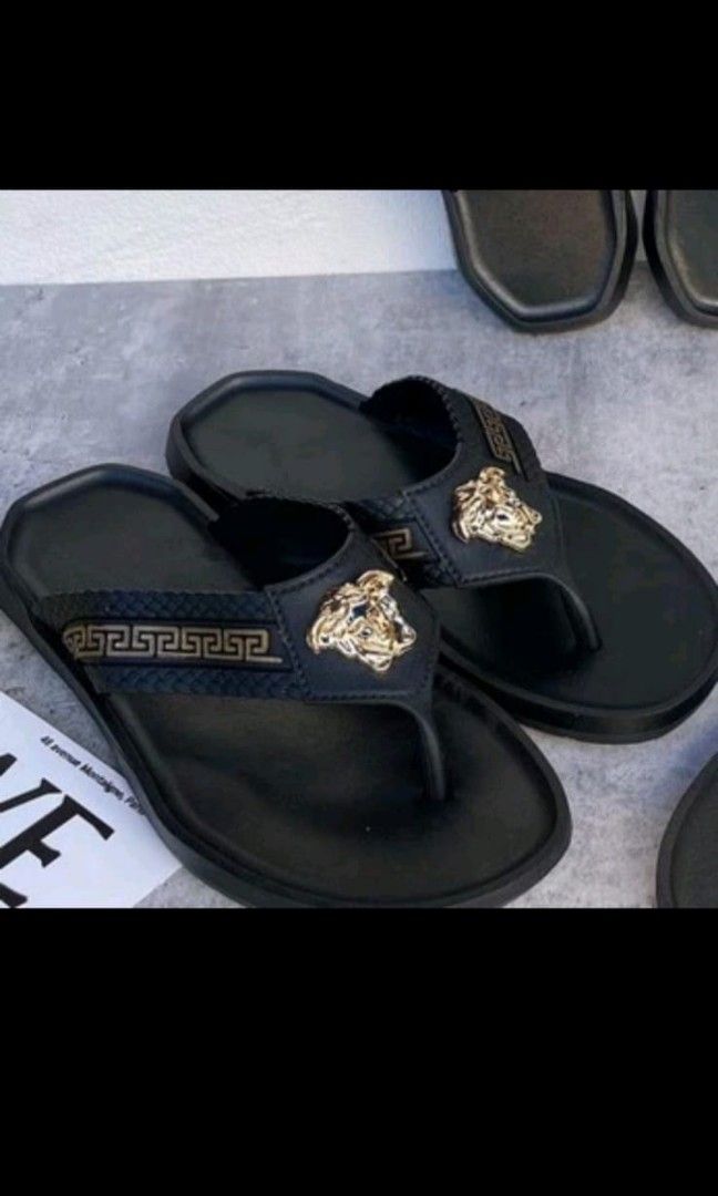Gold versace sandals sales