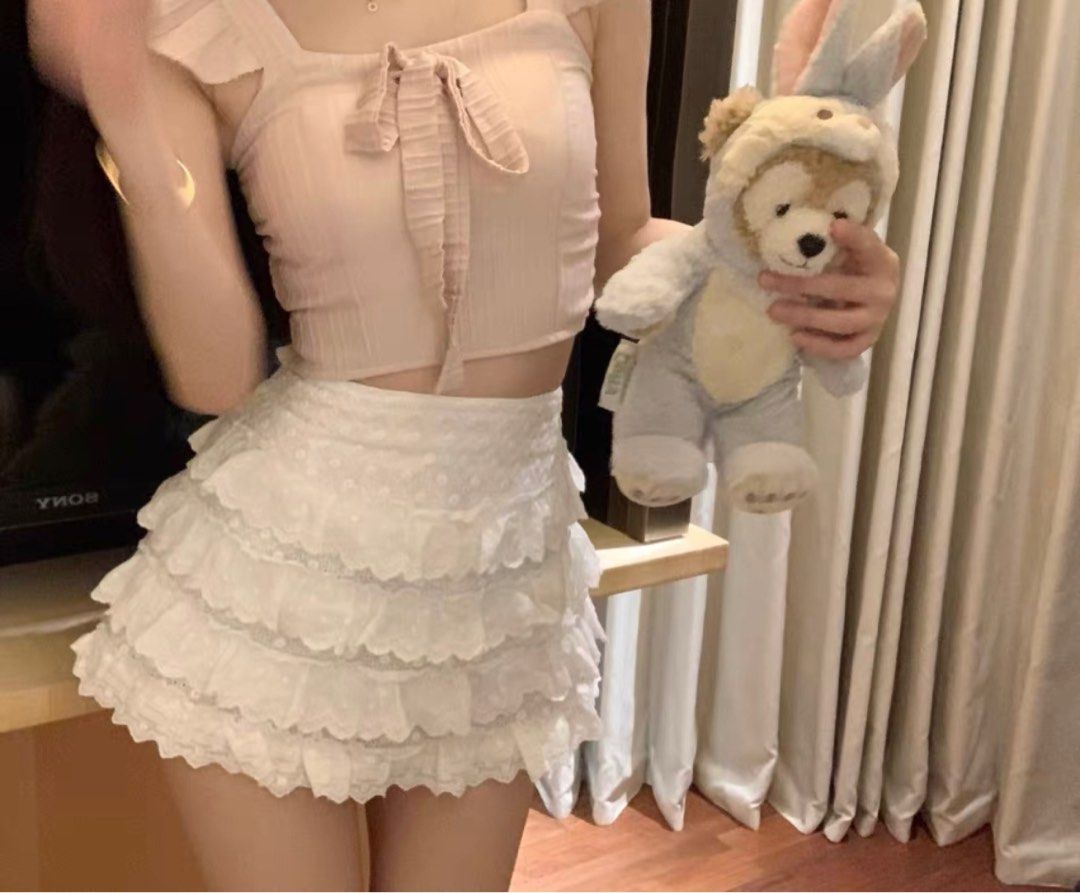 white skirt w safety shorts