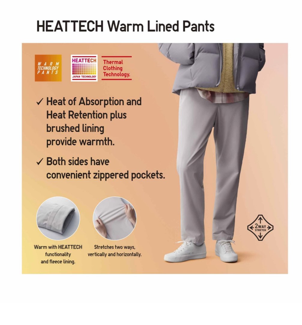 HEATTECH Warm Lined Pants, Women's Fashion, Bottoms, Other Bottoms on  Carousell