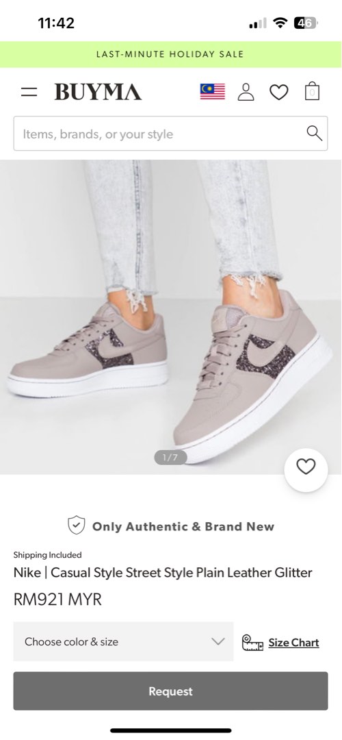7 UK 26.5 CM Women s Air Force 1 LO Pumice Pumice White Glitter Ladies Women s Fashion Footwear Sneakers on Carousell
