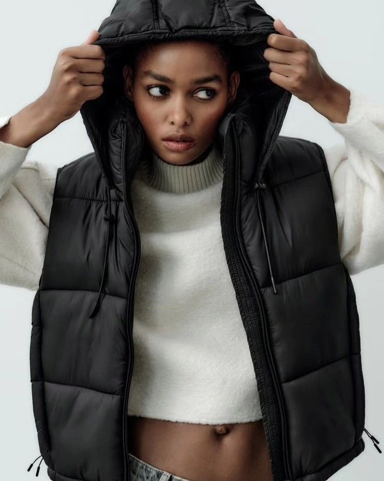 Puffer Vest Zara Puffer Gilet Zara Blue Puffer Vest, GILET OVERSIZE