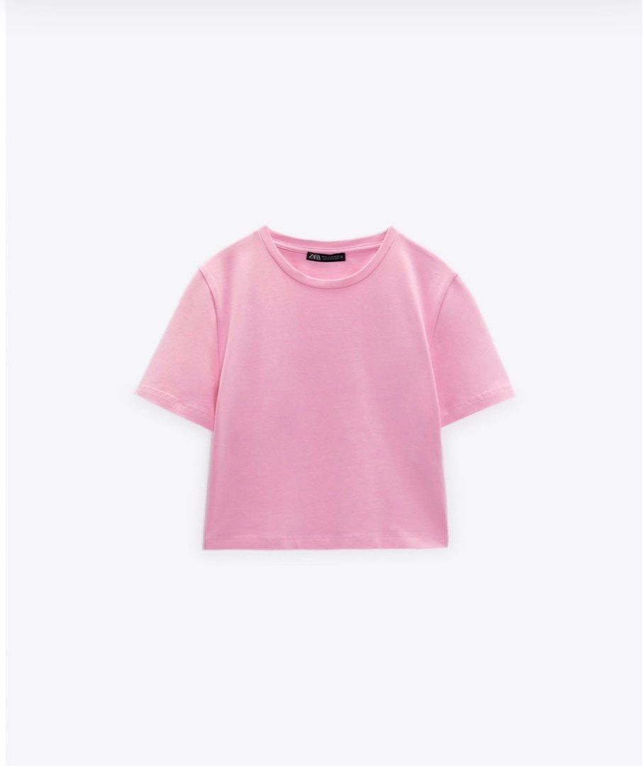 zara pink crop top, Women's Fashion, Tops, Shirts on Carousell