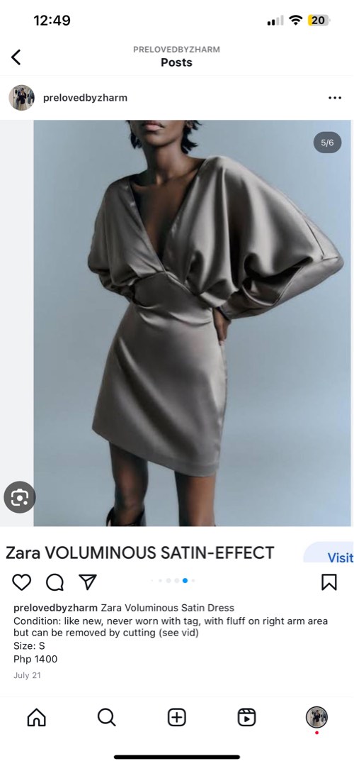 Zara Voluminous Satin Dress, Women's Fashion, Dresses & Sets, Dresses