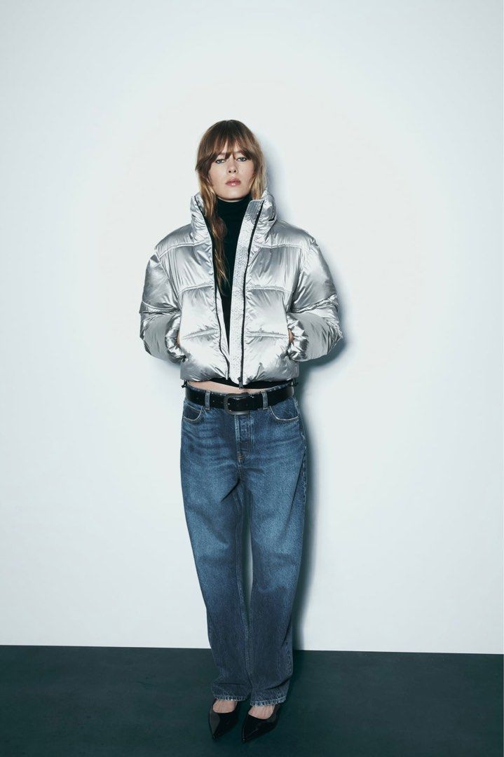 Zara silver winter jacket Women s Fashion Coats Jackets and