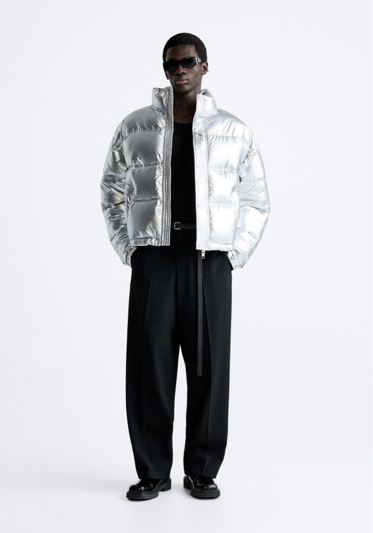 Zara silver coat outlet