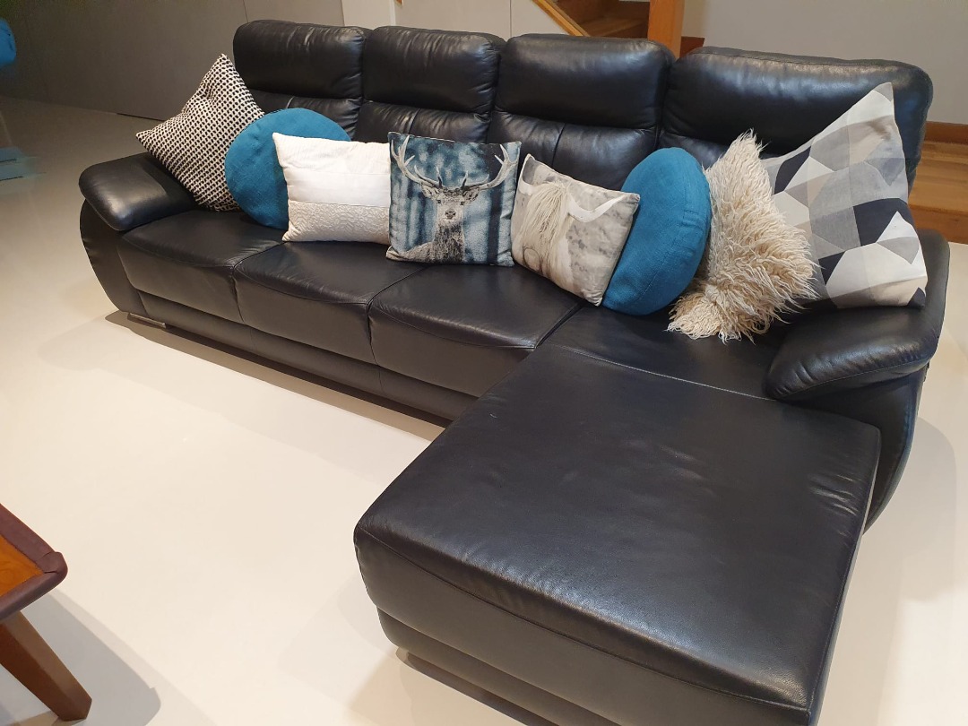 4seater Plush Leather Sofa from Lorenzo, Furniture & Home Living