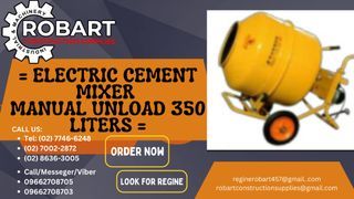 = ELECTRIC CEMENT MIXER  MANUAL UNLOAD 350 LITERS =