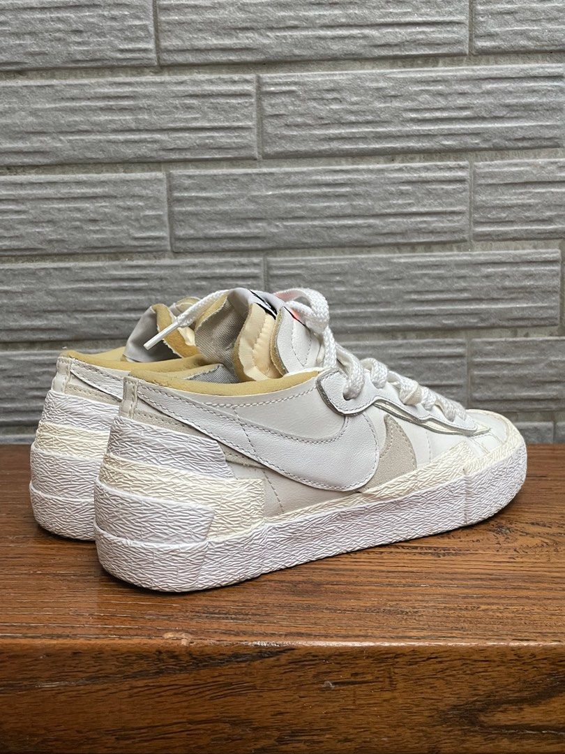 女鞋 Nike Blazer sacai White Patent Leather 低筒鞋 休閒鞋 拼接 24.5cm 白 皮革